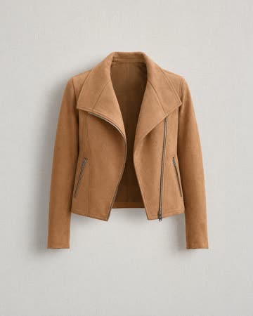 Brown faux suede jacket, product photo