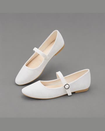 Obtaom Woven Mary Jane Flats, white, product photo