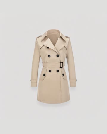 FARVALUE Double Breasted Belted Trench Coat, product photo