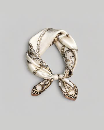 kcctoo Silk Feel Square Scarf, chain print, product photo