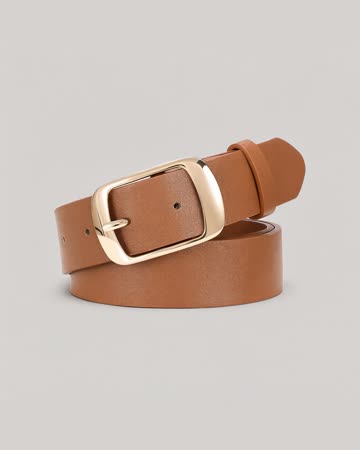 SUOSDEY Leather Waist Belt, gold buckle, product photo