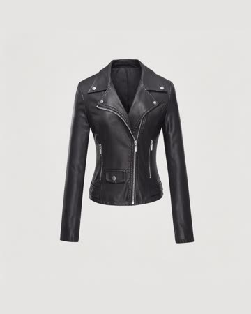 Tanming Faux Leather Moto Jacket, product photo
