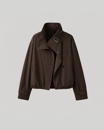 Megfie Funnel Neck Cropped Jacket, brown, product photo