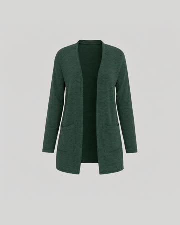 Yincro Open Front Pocket Cardigan, dark green, product photo