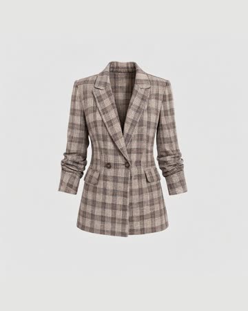 Mina Self Plaid Blazer, plaid gray, product photo