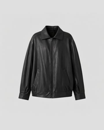 AUTOMET Oversized Faux Leather Jacket, black, product photo