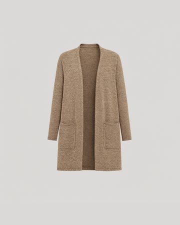 Yincro Open Front Pocket Cardigan, brown, product photo